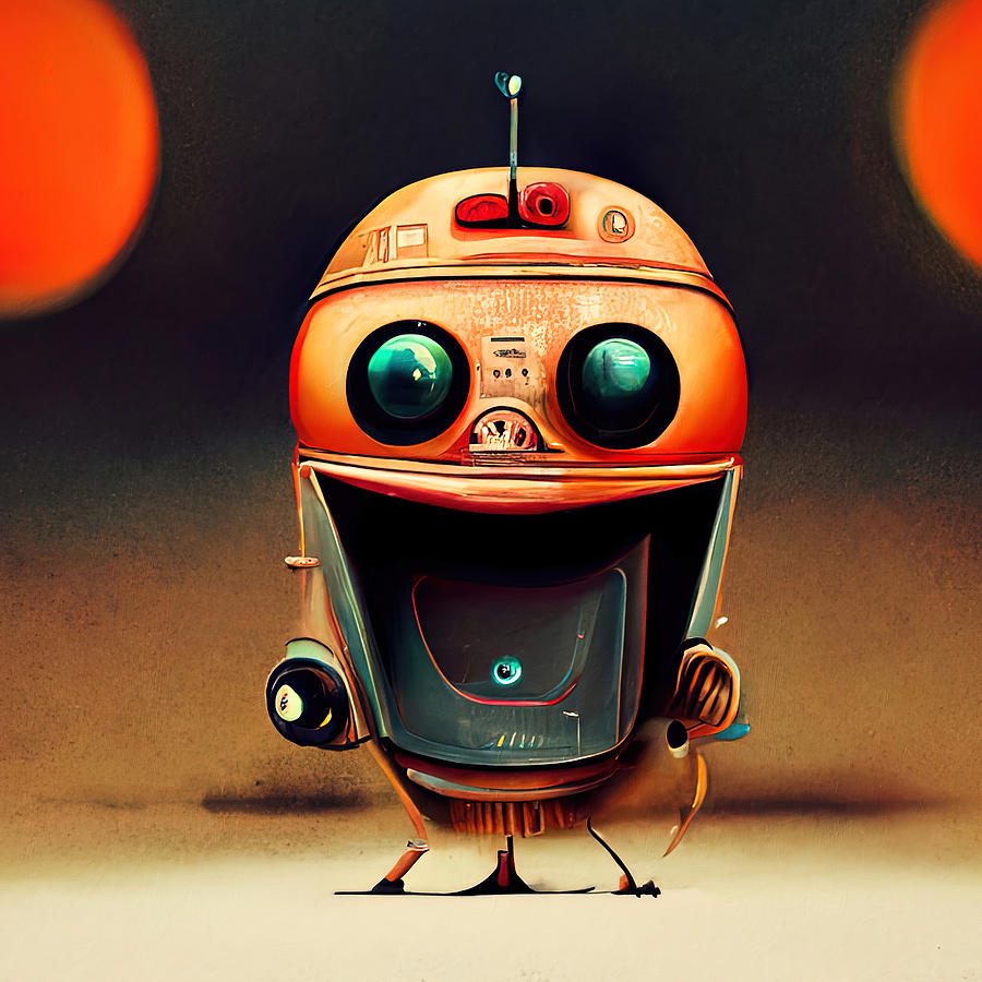 Retro-Futurist Robot, 15 Painting by AM FineArtPrints