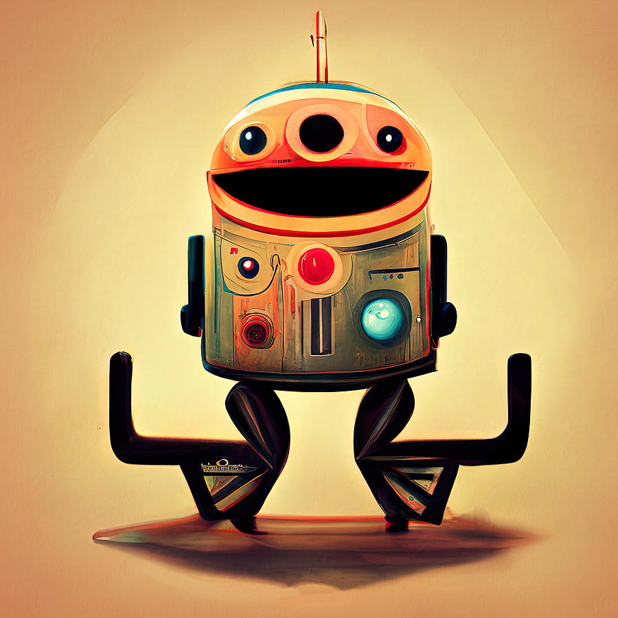 Retro-Futurist Robot, 16 Painting by AM FineArtPrints