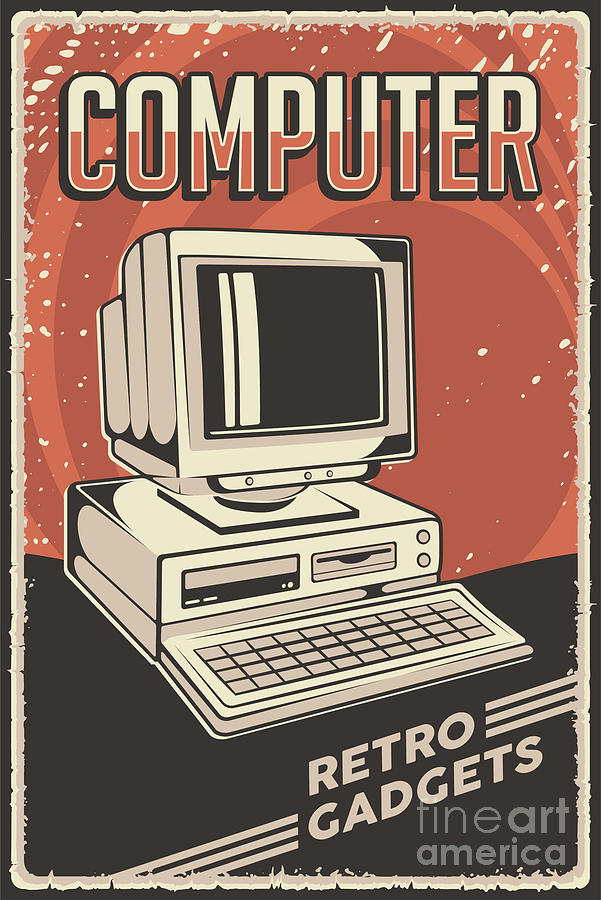 Retro Personal Computer Poster Vintage PC Digital by Amusing Pixels