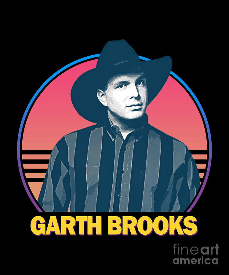 Garth Brooks Digital Art - Retro Garth Brooks 80s Neon Style by Notorious Artist