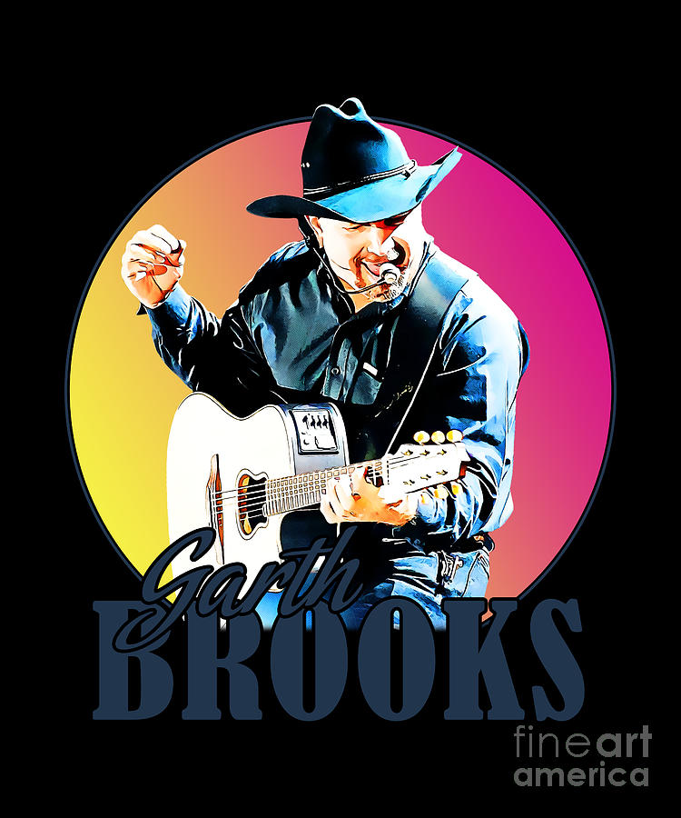 Garth Brooks Digital Art - Retro Garth Brooks Portrait Sunset by Notorious Artist