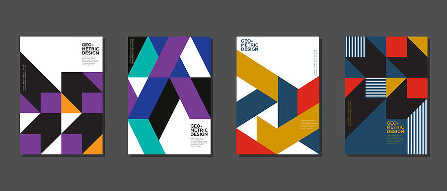 Retro geometric covers design Drawing by As Creative Atelier