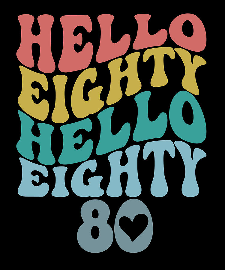 Retro Hello Eighty 80th Birthday Digital Art By Deon Du Plessis Art