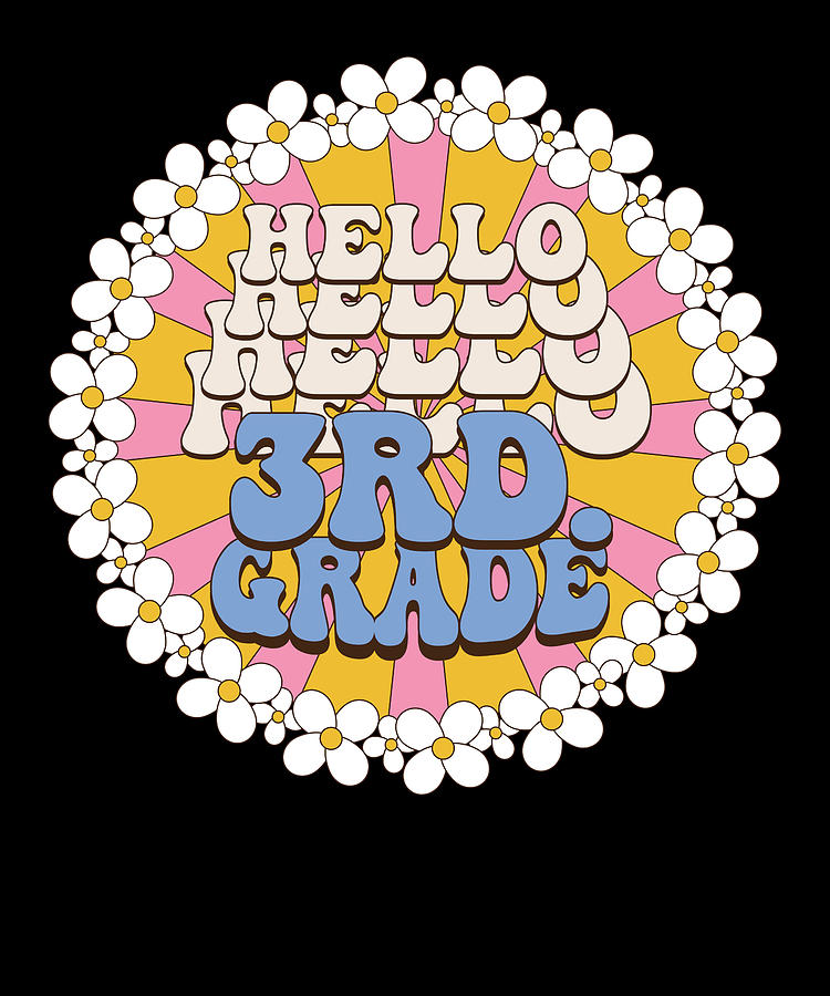 Retro Hello Third Grade Back To School 3rd Grade Teacher Digital Art by ...