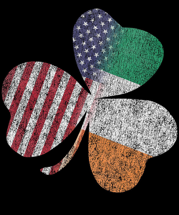 Cool Digital Art - Retro Irish American St Patricks Day Shamrock by Flippin Sweet Gear