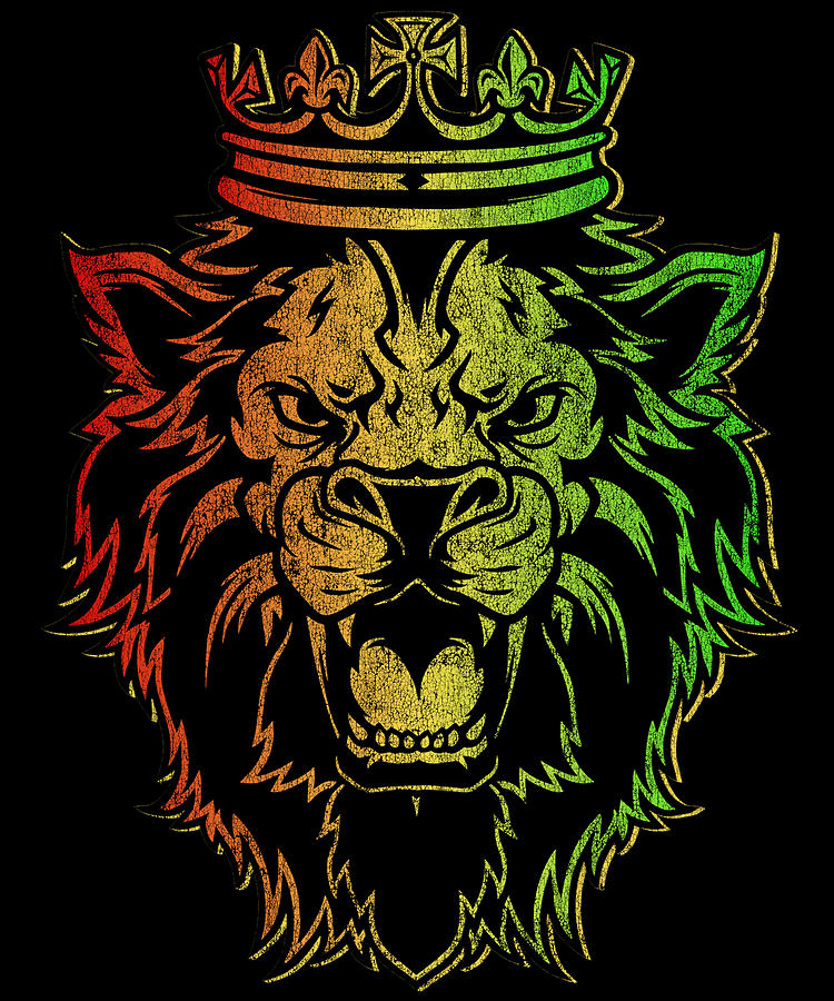 Retro Lion of Judah Rastafarian Digital Art by Flippin Sweet Gear