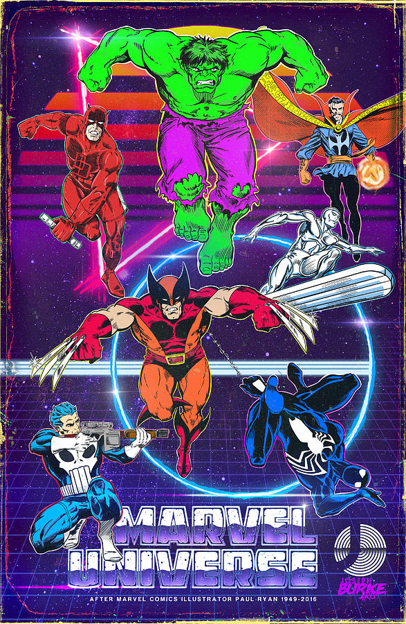 Marvel Comics Digital Art - Retro Marvel Universe by Joseph Burke Marvel Comics Digital Art - Retro Marvel Universe by Joseph Burke