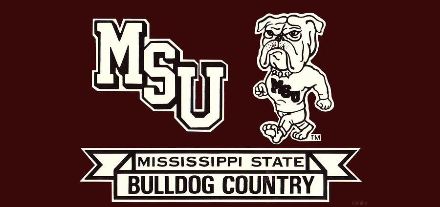 Dog Mixed Media - Retro MSU Bulldog Art by Row One Brand