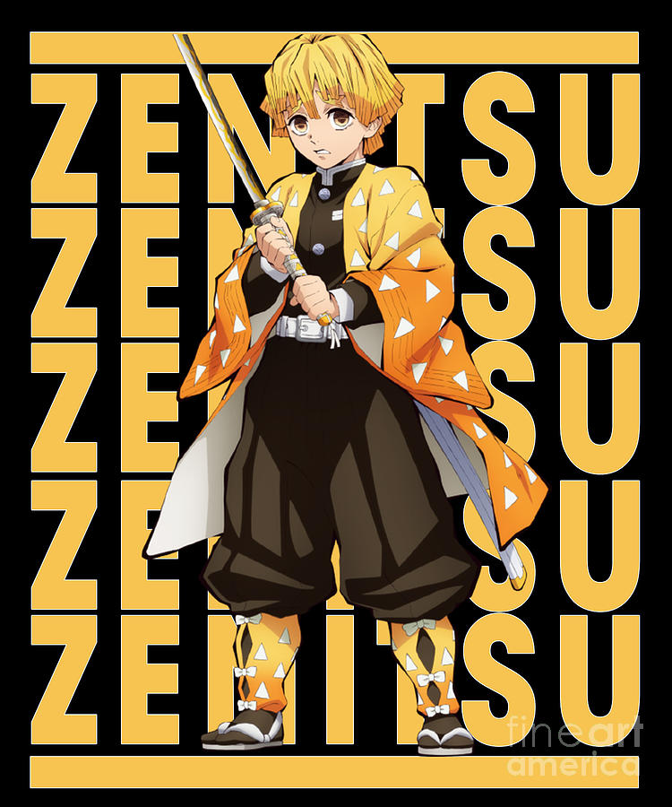 Retro Name Zenitsu Demon Slayer Drawing by Anime Art - Fine Art America