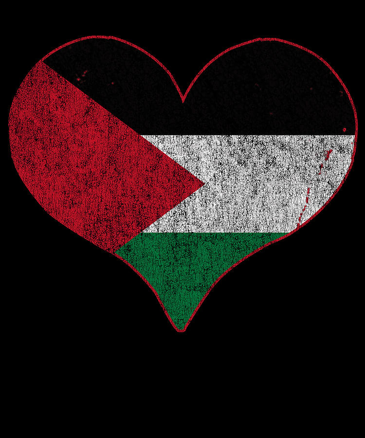 Retro Palestine Flag Heart Digital Art by Flippin Sweet Gear