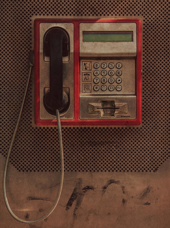 Retro Pay Phone Industrial Vintage Mixed Media by Design Turnpike - Pixels