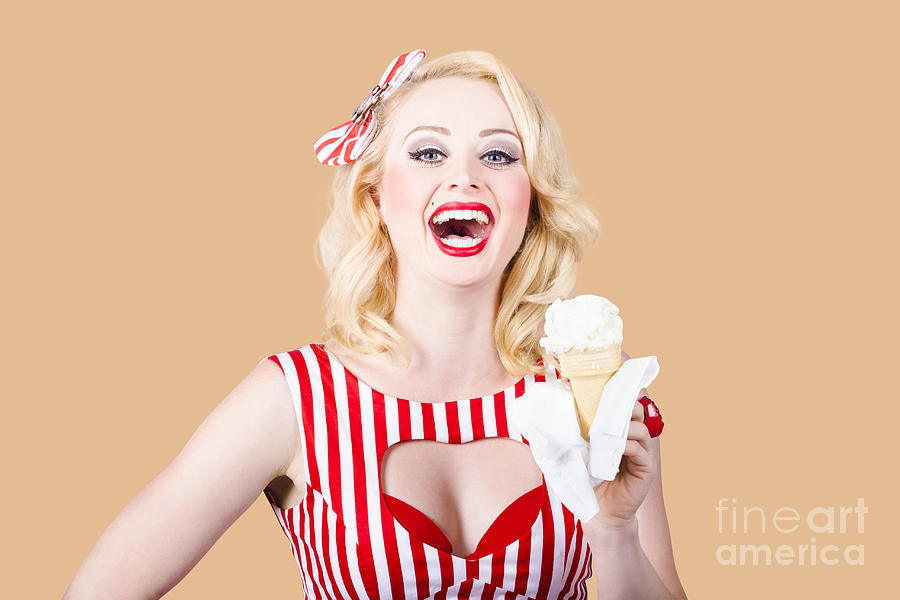Retro pin-up poster girl with ice cream Photograph by Jorgo Photography