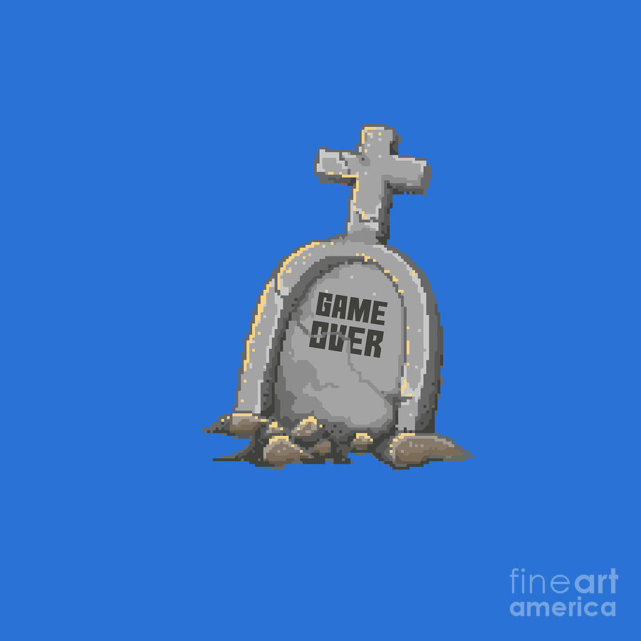 Retro Pixel Game Over Gravestone Digital Art by Louis L Sullivan - Fine