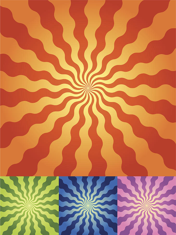 Retro Radial Wave Background in 4 color sets Drawing by Shino-b
