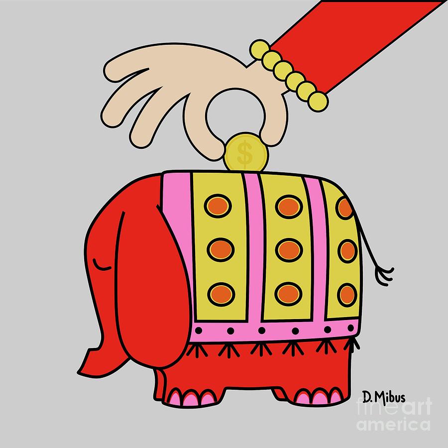 Retro Red Piggy Bank Digital Art by Donna Mibus
