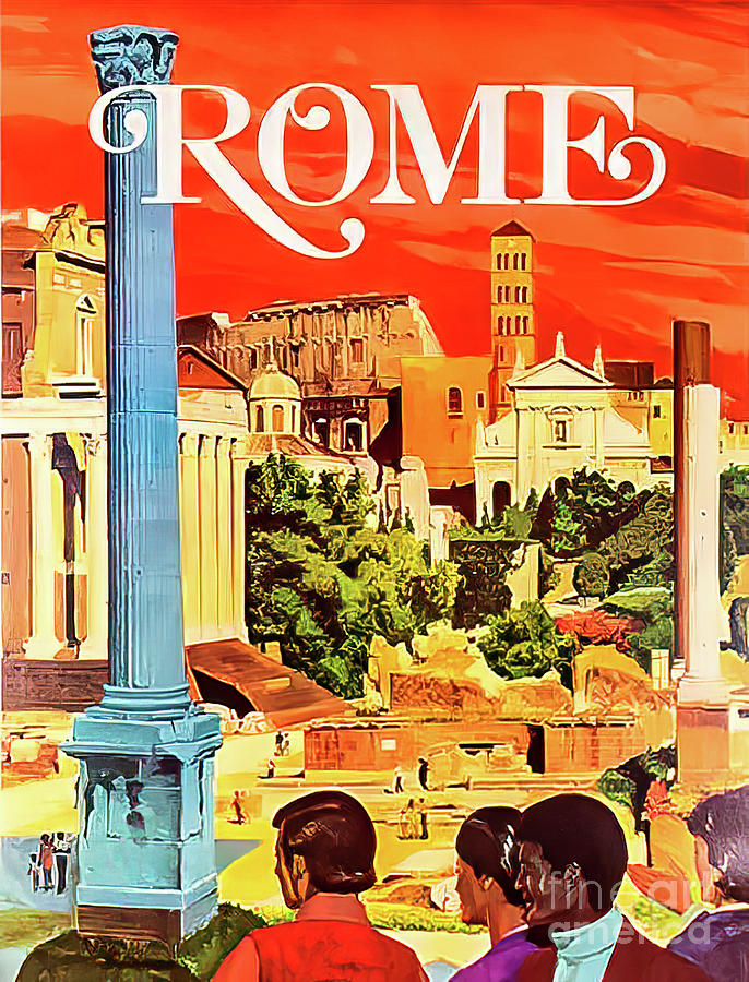 Retro Rome Travel Poster 1960 Drawing by M G Whittingham