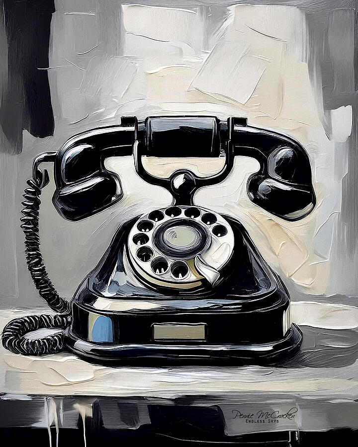 Retro Rotary Phone Mixed Media by Pennie McCracken Retro Rotary Phone Mixed Media by Pennie McCracken