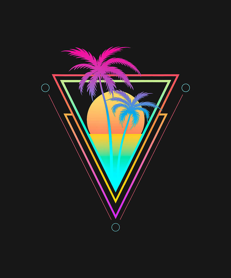 Sunset 80s Palm Tree Art - 80s Fashion - Sticker