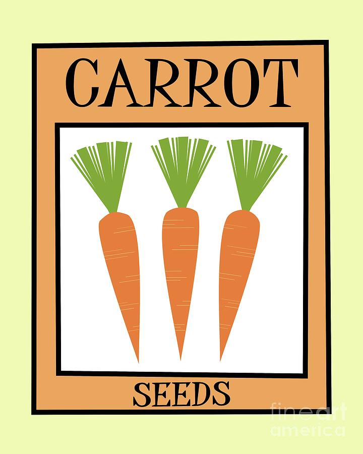 Retro Seed Packet Carrots Digital Art by Donna Mibus