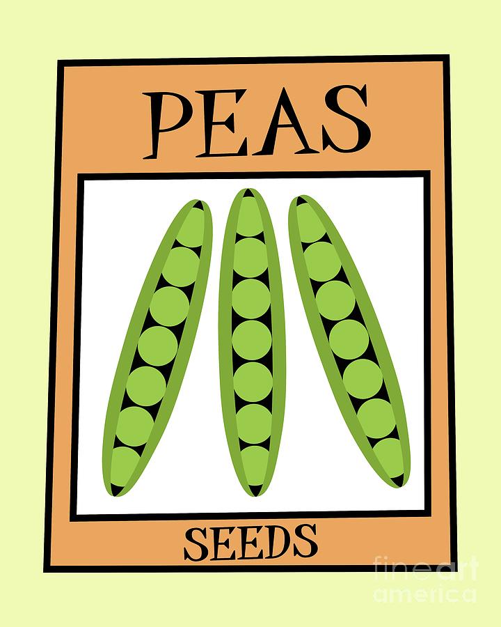 Retro Seed Packet Green Peas Digital Art by Donna Mibus