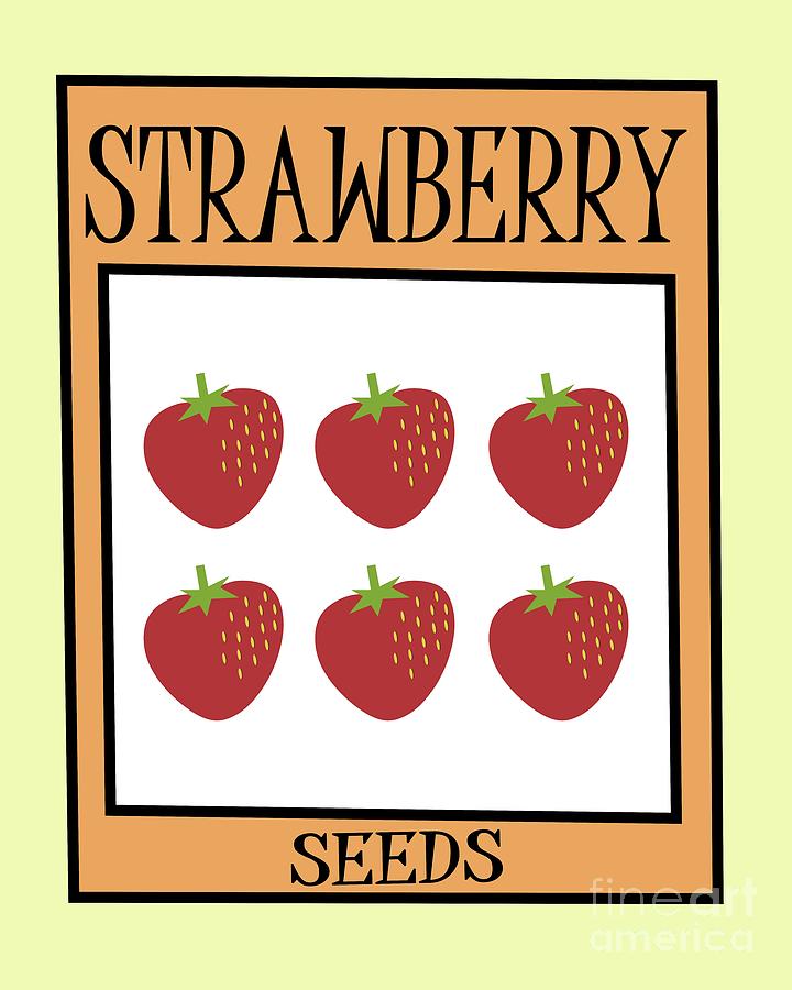 Retro Seed Packet Strawberries Digital Art by Donna Mibus