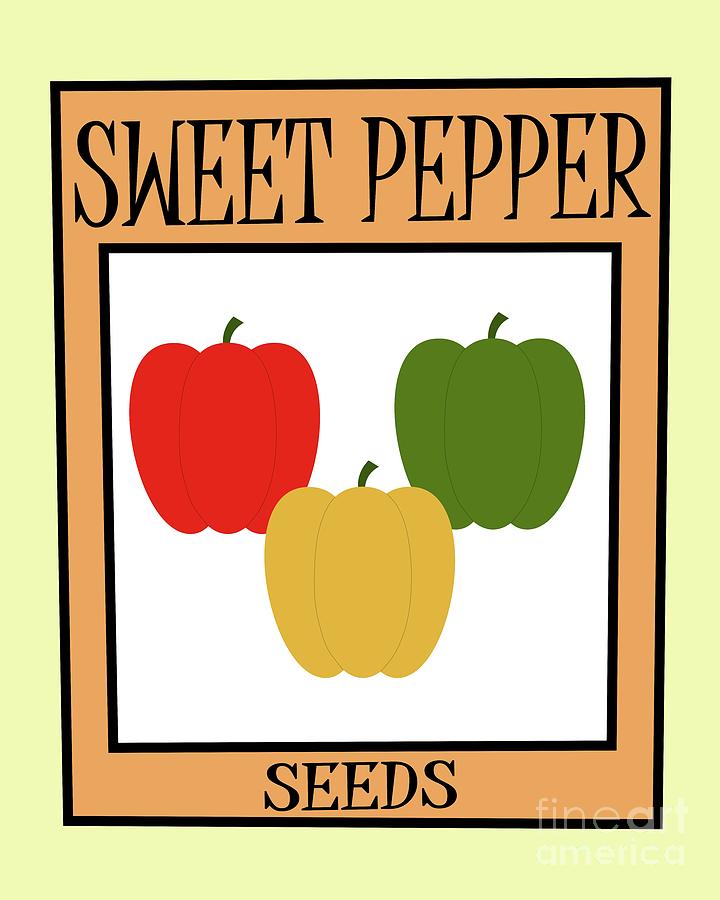 Retro Seed Packet Sweet Peppers Digital Art by Donna Mibus