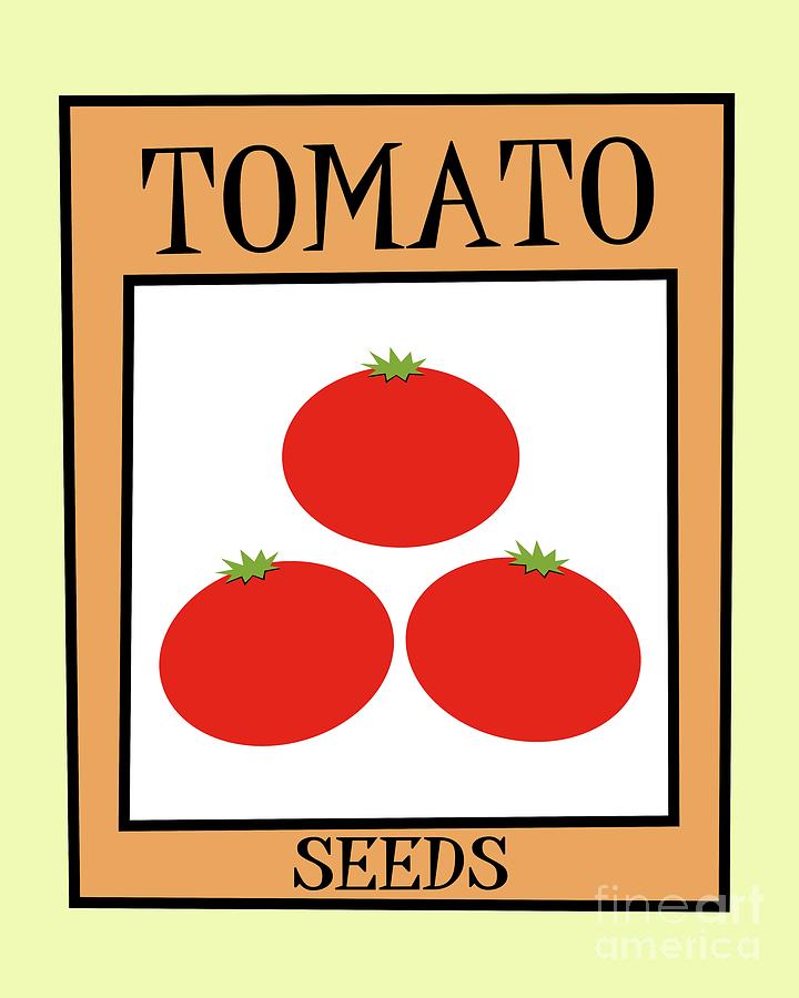 Retro Seed Packet Tomatoes Digital Art by Donna Mibus