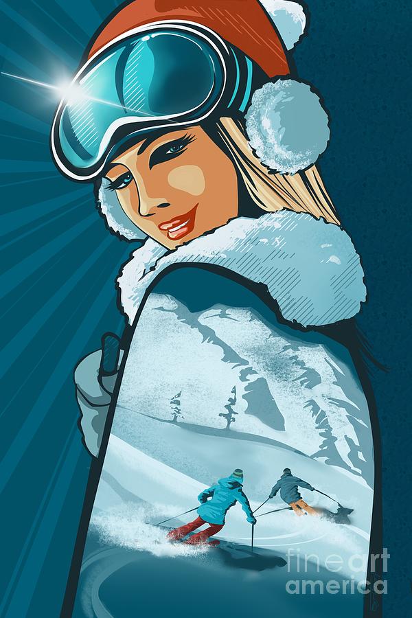 Retro Ski Chic Painting