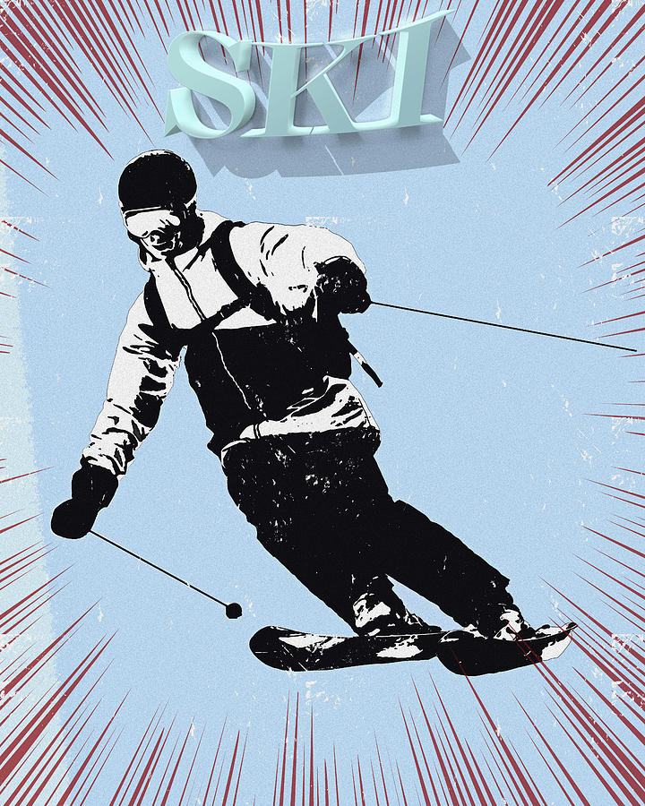 Retro Ski Poster Digital Art by Dan Sproul