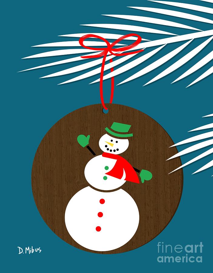 Retro Snowman Christmas Ornament  Digital Art by Donna Mibus
