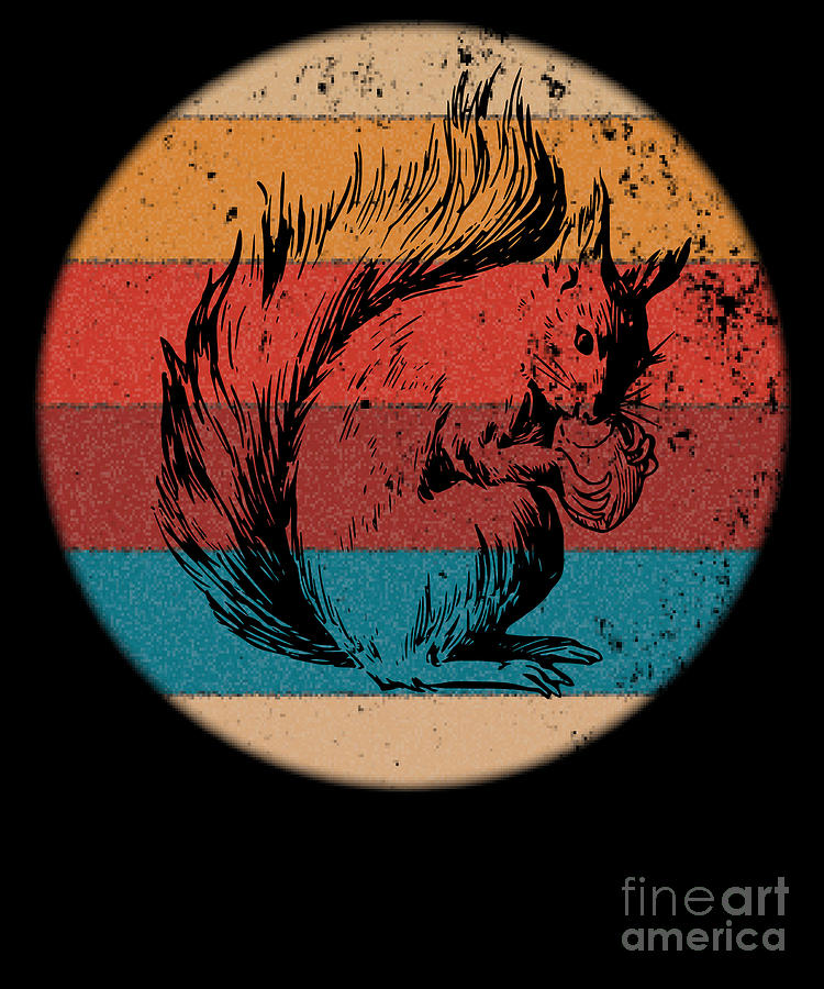 Retro Squirrel Silhuette Sunset Shirt Vintage Safari Gift