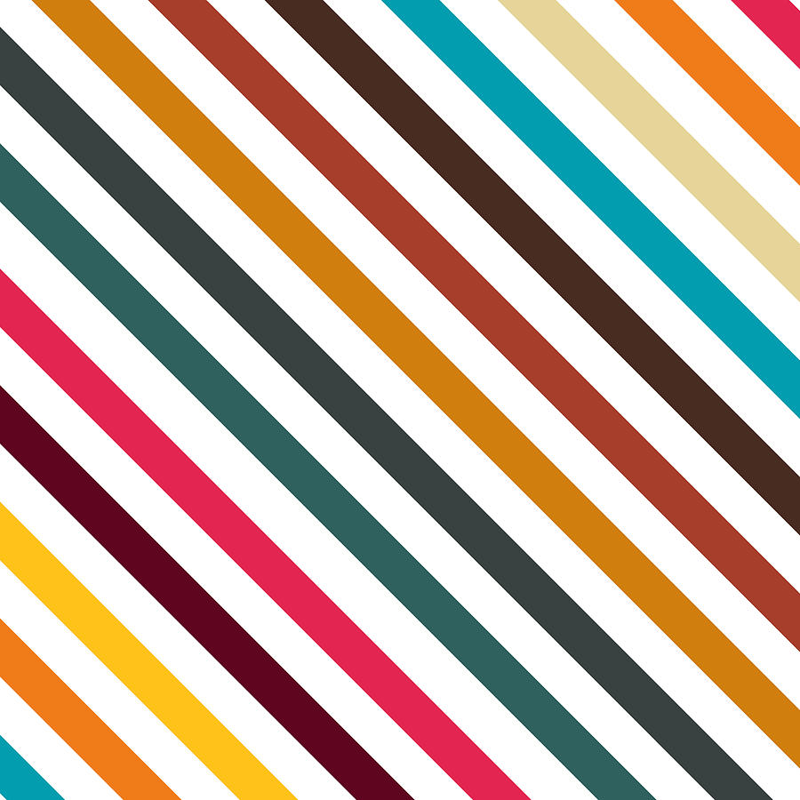 Fabric Digital Art - Retro Stripes In Transparent Background, A Set Of Several Vintage Classic Colors, No 01 by Mounir Khalfouf
