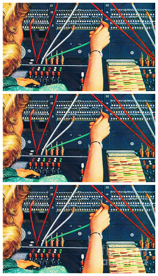 Retro Switchboard Operator Mixed Media by Sally Edelstein