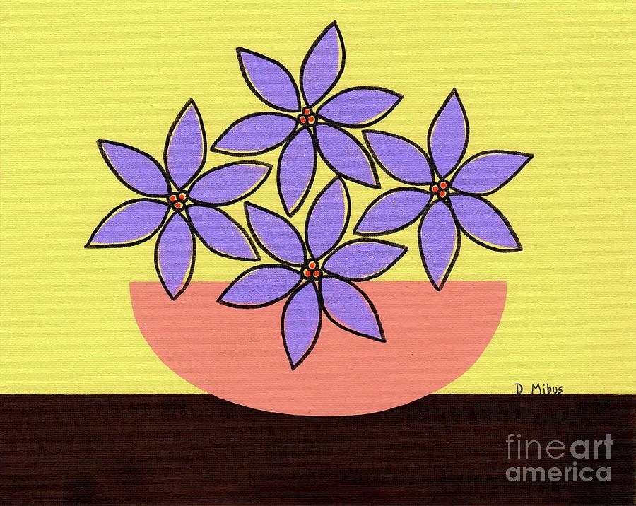 Retro Tabletop Flowers in Purple Painting by Donna Mibus