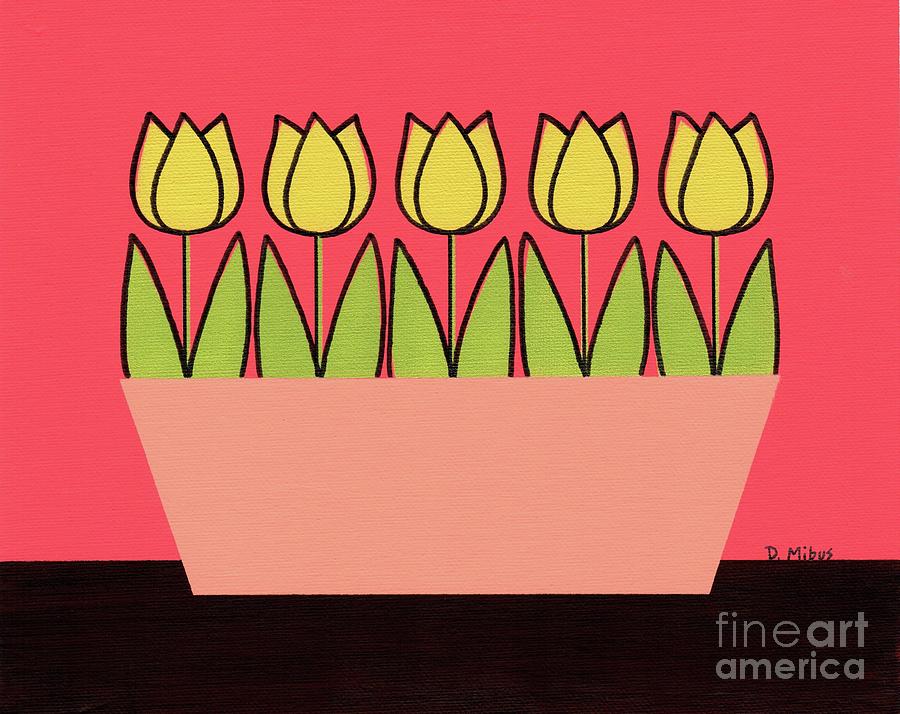 Retro Tabletop Flowers Tulips Painting by Donna Mibus