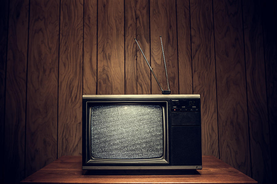Retro Television in Wood Paneled Living Room Photograph by RyanJLane