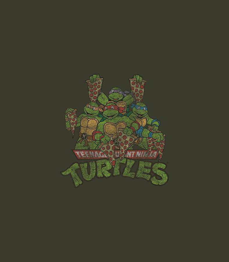 Retro TMNT Characters With Pizza Slices Digital Art by Lee Clemence ...