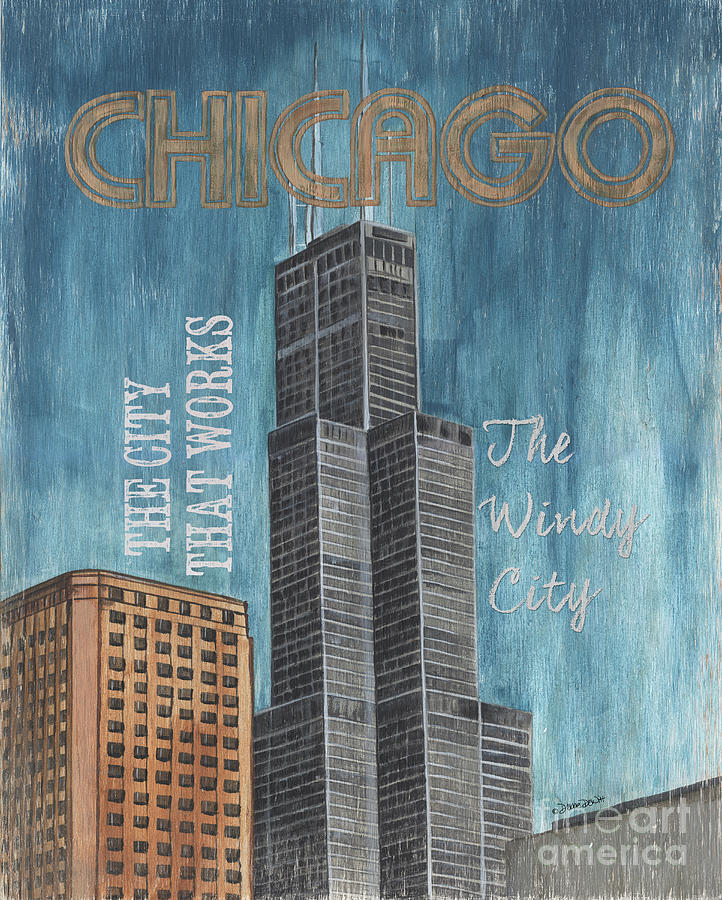 Retro Travel Poster Chicago Painting