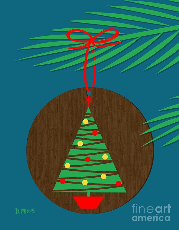 Retro Christmas Tree Ornament  Digital Art by Donna Mibus
