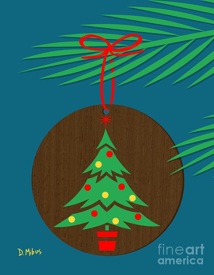Retro Tree Christmas Ornament  Digital Art by Donna Mibus