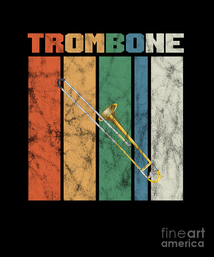 Musician Digital Art - Retro Trombone Player Instrument Musician Trombonist by Thomas Larch