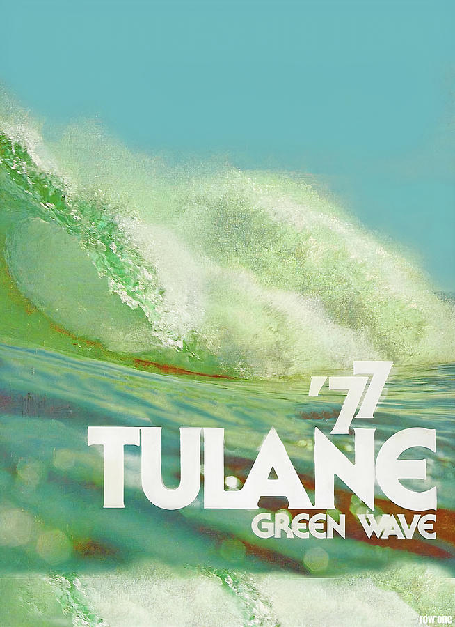 Retro Tulane Green Wave Art Mixed Media by Row One Brand