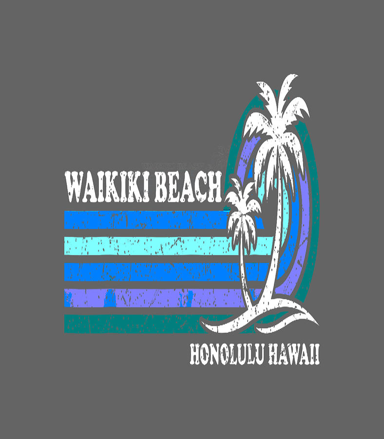 Retro Vintage Family Vacation Honolulu Hawaii Waikiki Beach Digital Art ...