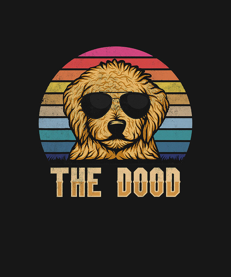 Retro Vintage Goldendoodle The Dood Gift Dad Mom Kids Drawing by ...