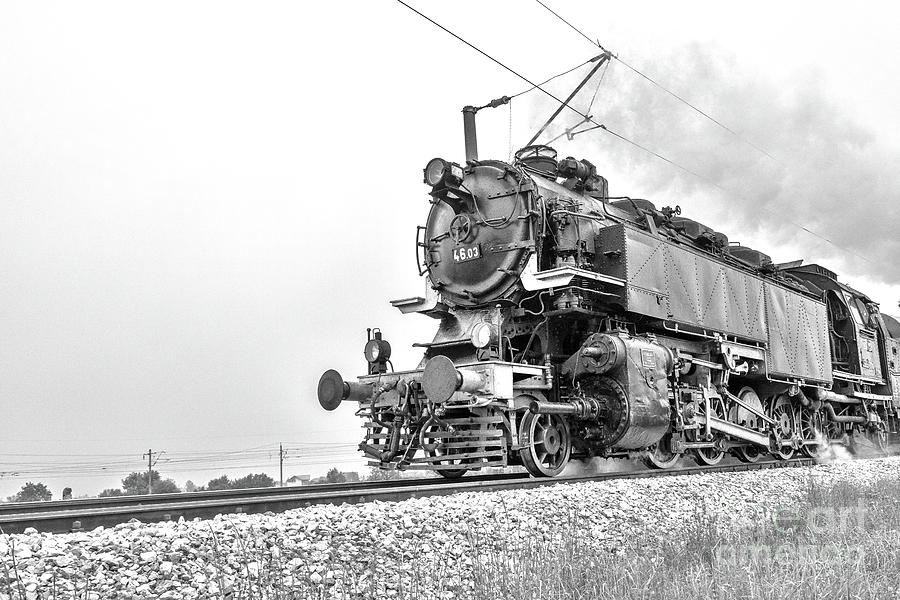 Retro vintage steam locomotive on rail tracks Photograph by Emil ...