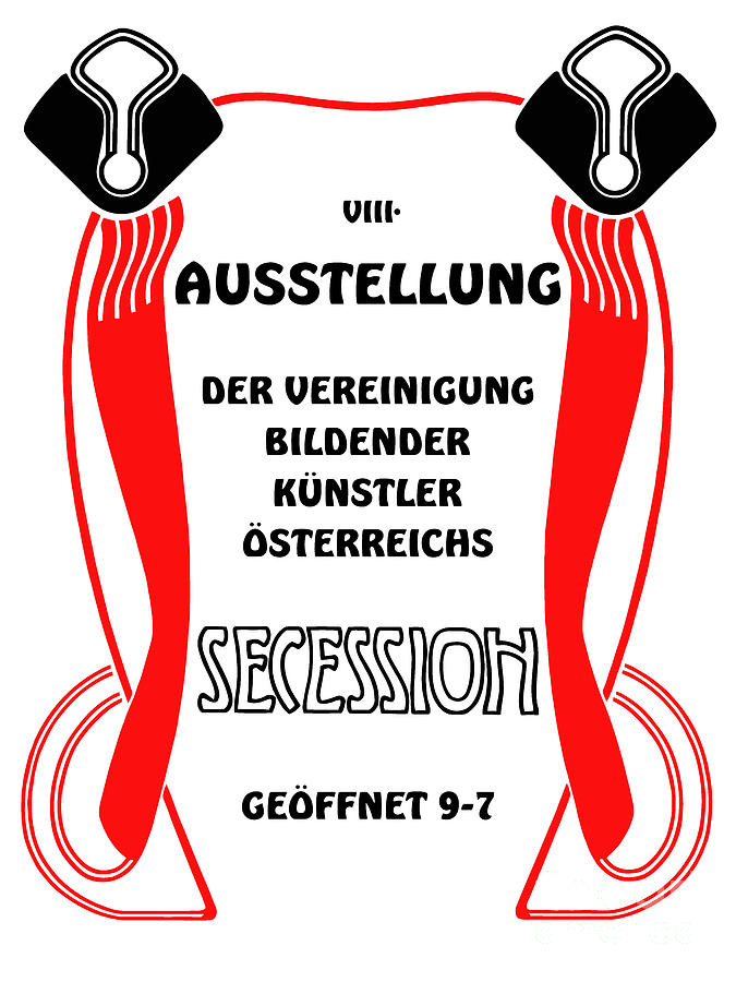  Retro vintage Wiener Vienna Secession exposition Drawing by Heidi De Leeuw