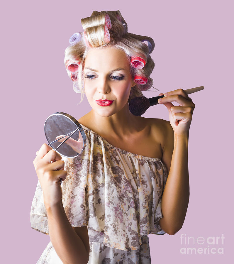 Retro Woman Applying Makeup Photograph By Jorgo Photography Pixels