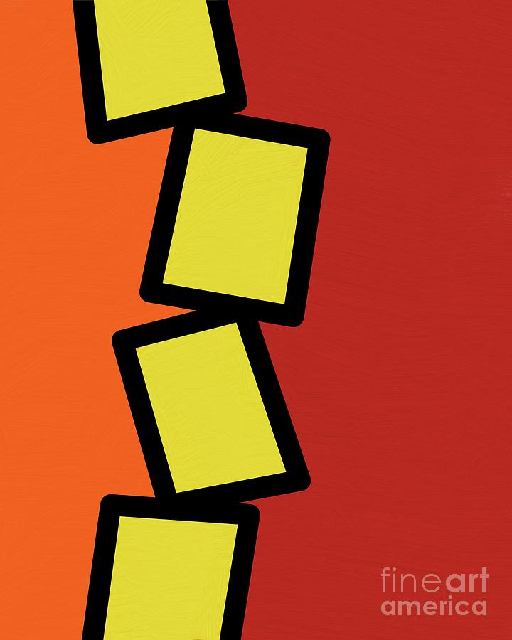 Retro Yellow Rectangles 2 Mixed Media by Donna Mibus