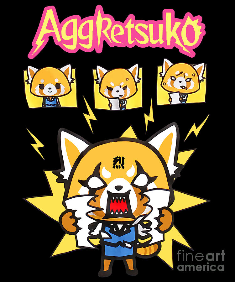 Retsuko Angry Aggretsuko Funny Anime Drawing by Fantasy Anime - Fine ...