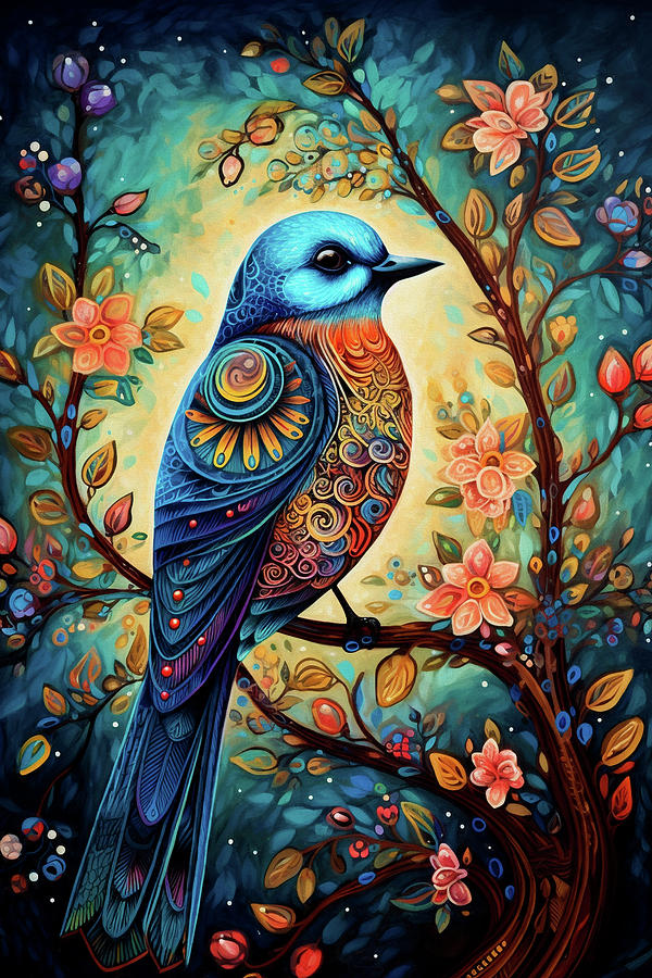 Return of the Bluebird of Happiness Digital Art by Peggy Collins